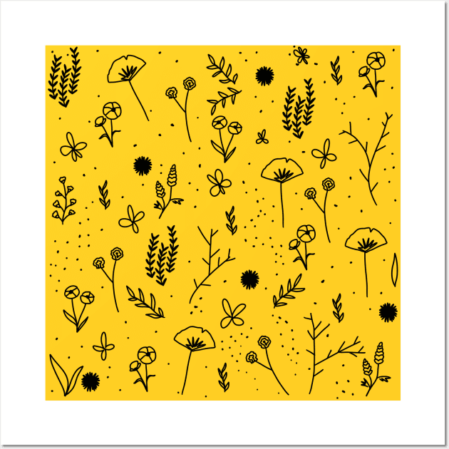 Yellow flowers field Wall Art by THESOLOBOYY